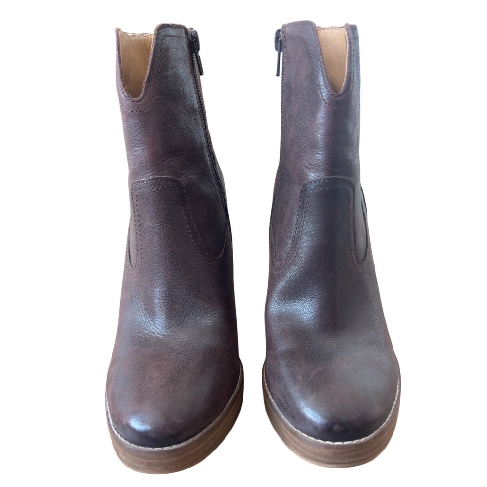 Lucky Brand Chunky Stacked Heel Side Zip Leather‎ Bootie - SZ: 8.5